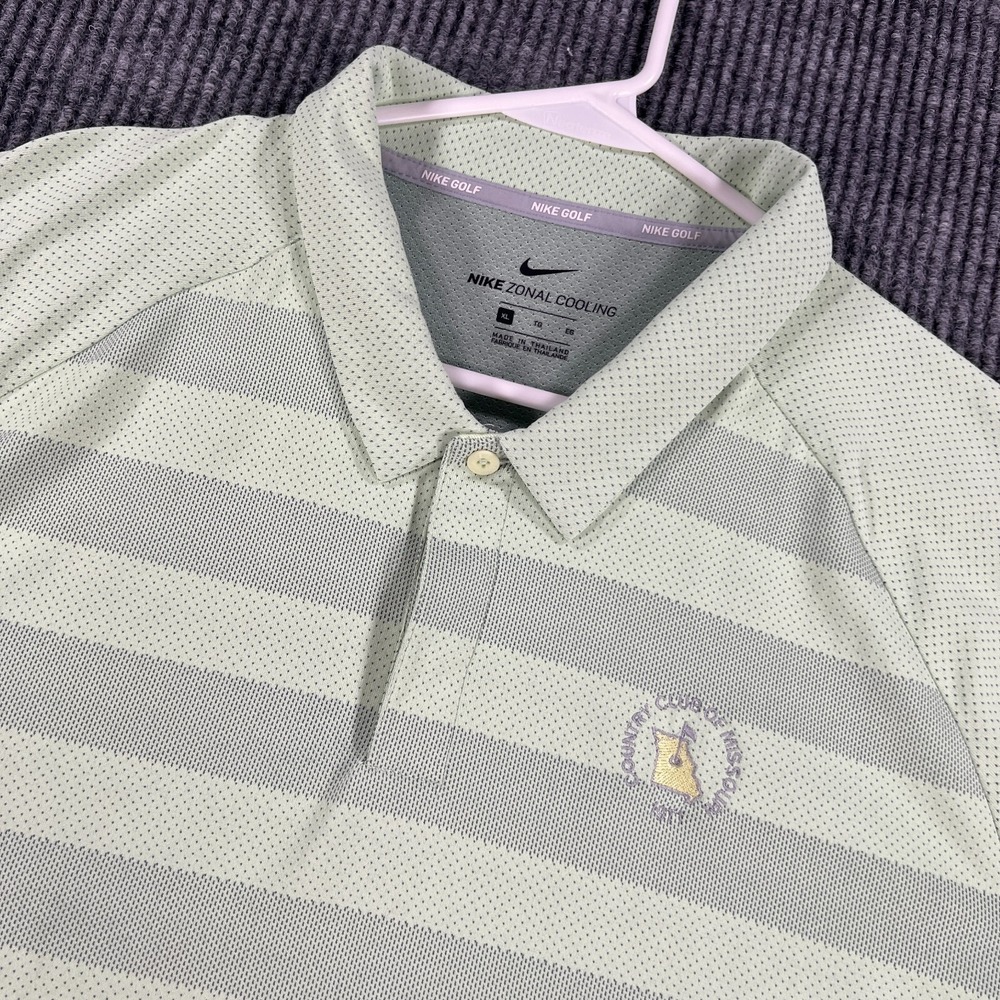 Nike Polo Shirt‎ Mens XL Extra Large Green Striped Zonal Cooling Golf Outdoor